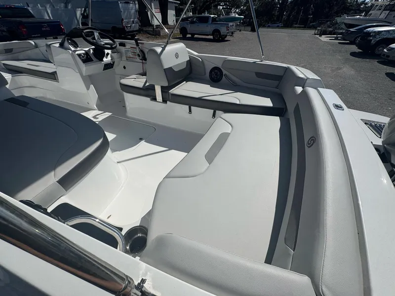 Slide: The Image of 2025 Hurricane SS185 boat interior with spacious seating and modern dashboard. - 5