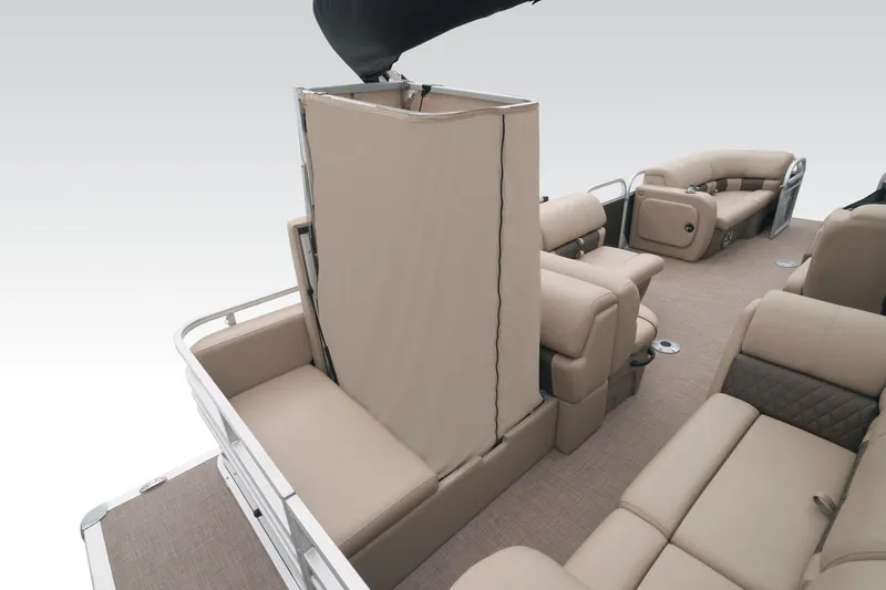 Slide: The Image of 2023 Sun Tracker Party Barge 22 RF DLX interior with privacy enclosure. - 29