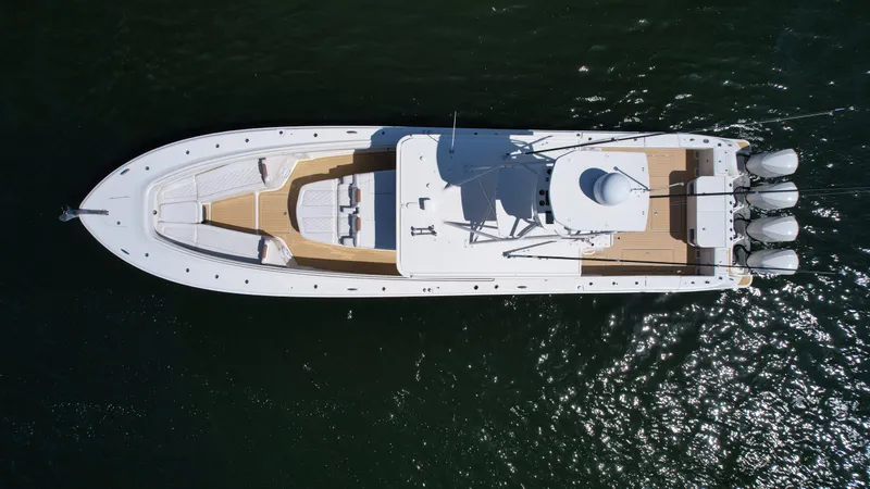 Slide: The Image of Aerial view of 2018 HCB 53 Sueños luxury yacht on water. - 30