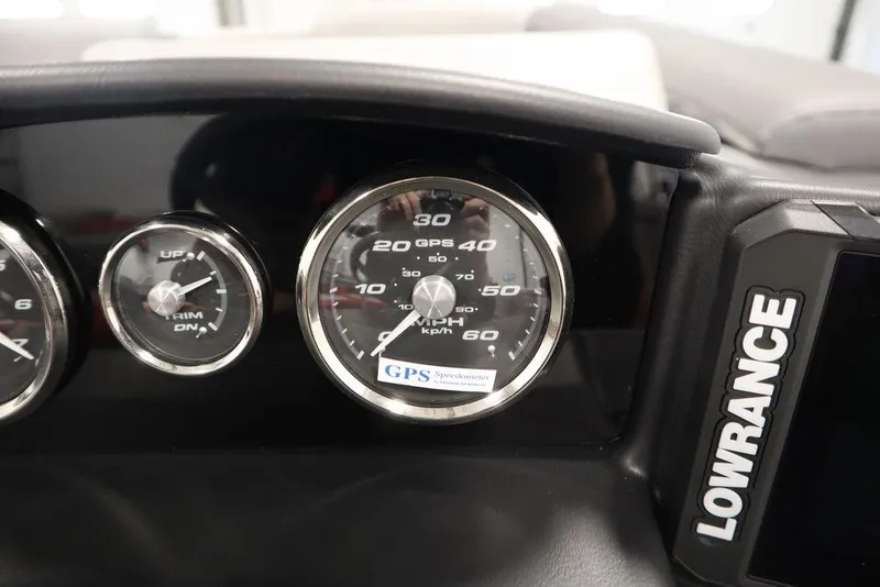 Slide: The Image of Dashboard of 2023 Trifecta 23SB2 SS 3.0 with Lowrance GPS speedometer. - 26
