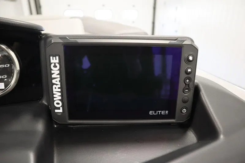 Slide: The Image of Lowrance Elite 9 fishfinder on 2023 Trifecta 23SB2 SS 3.0 boat dashboard. - 29