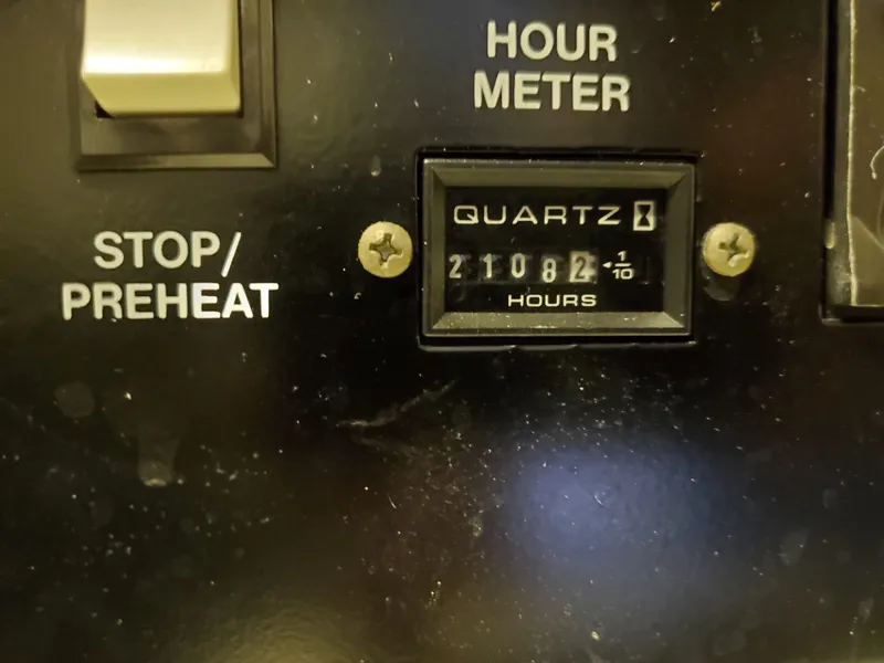 Slide: The Image of Hour meter on a 2003 Carver 570 Voyager Pilothouse showing 2108.2 hours. - 31