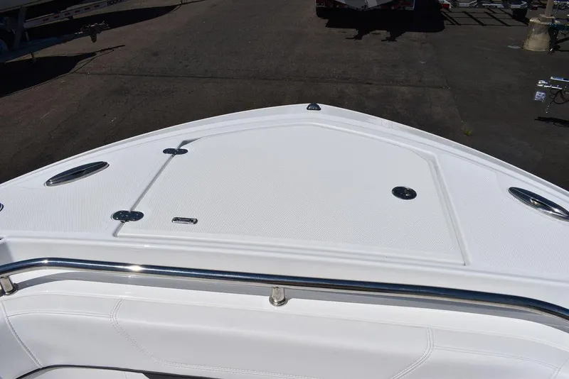 Slide: The Image of 2023 Blackfin 252CC boat bow deck with stainless steel rail. - 46