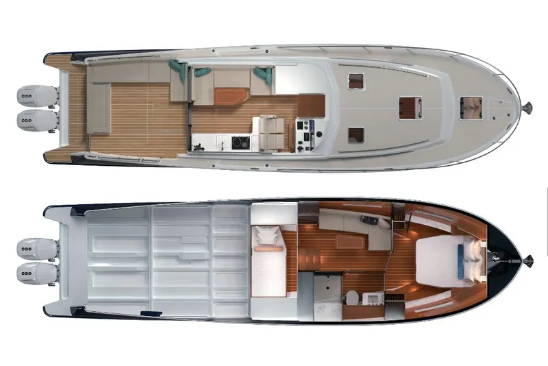 Slide: The Image of Top and side view of 2023 MJM 42 yacht layout. - 18