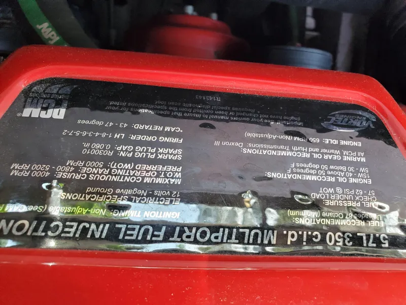 Slide: The Image of Close-up of a PCM engine label on a 2005 Correct Craft SV-211 Limited boat. - 39