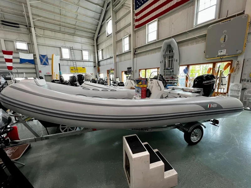 The Image of 2023 AB Inflatables Alumina 16 ALX boat displayed in a showroom. - 0