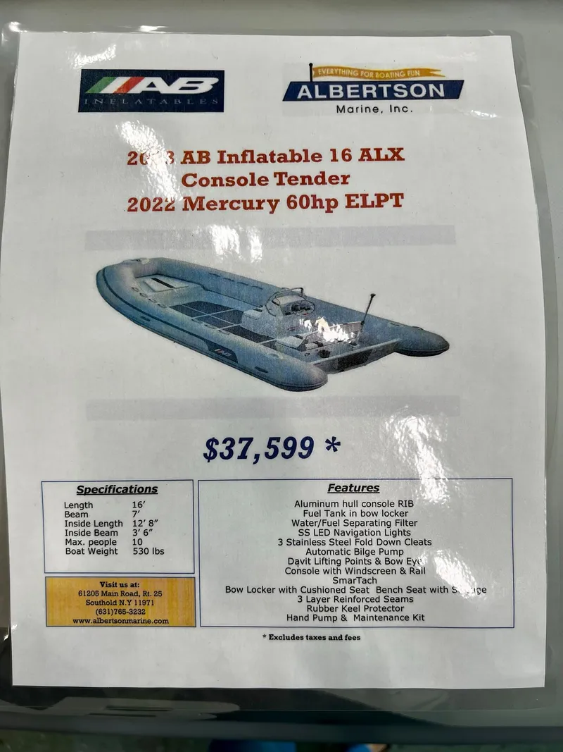 Slide: The Image of 2023 AB Inflatables Alumina 16 ALX boat for sale, $37,599, with 2022 Mercury 60hp - 11