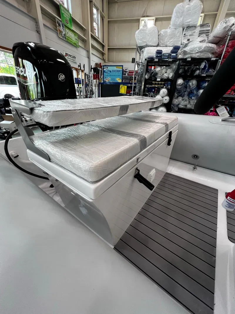 Slide: The Image of 2023 AB Inflatables Alumina 16 ALX boat interior with seating and storage. - 4