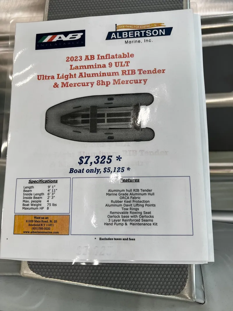 Slide: The Image of 2023 AB Inflatables Lammina 9 UL boat specifications and pricing sheet. - 6