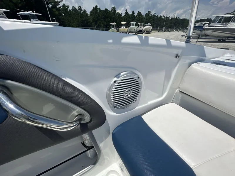 Slide: The Image of 2017 Tahoe 500 TF boat interior with speaker and seating. - 9