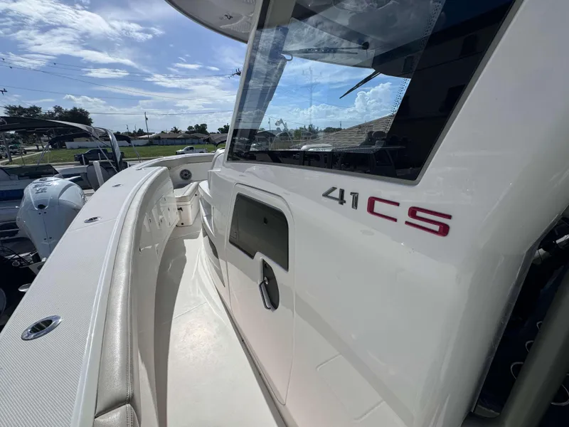 Slide: The Image of 2023 Solace 41 CS boat deck and exterior view. - 26