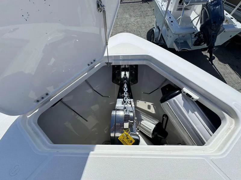 Slide: The Image of Anchor storage compartment of a 2023 Solace 41 CS boat. - 31
