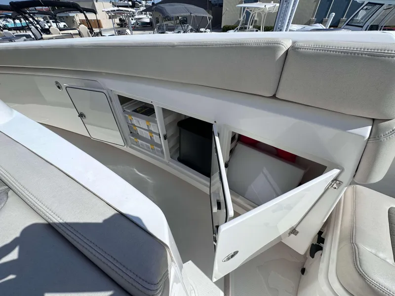 Slide: The Image of Storage compartments on the 2023 Solace 41 CS boat. - 32