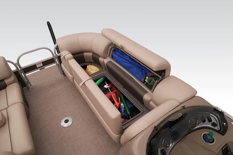 Slide: The Image of 2023 Sun Tracker SportFish 22 DLX pontoon boat with ample storage compartments. - 19