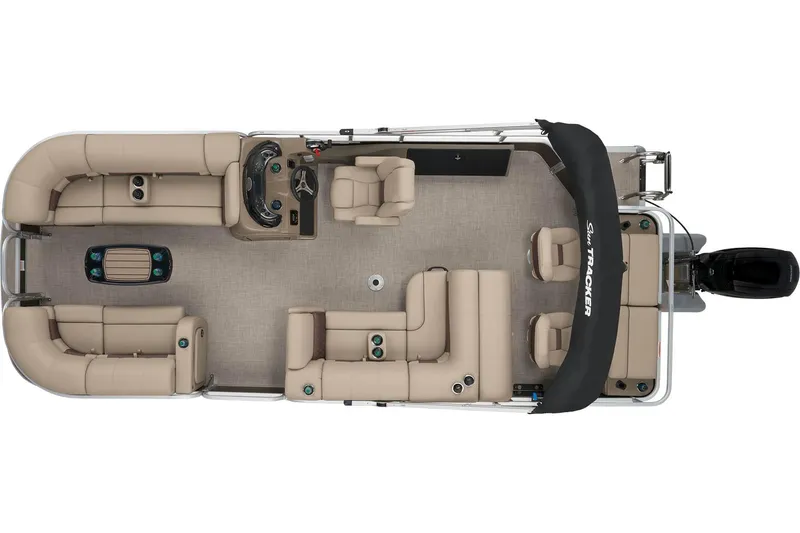 Slide: The Image of 2023 Sun Tracker SportFish 22 DLX pontoon boat interior layout. - 6