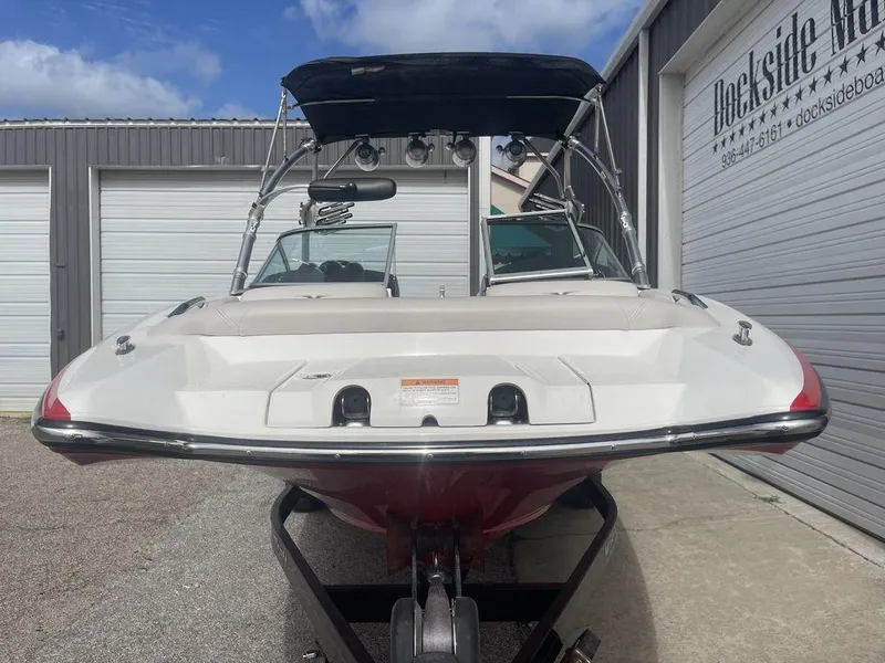 Slide: The Image of 2008 MasterCraft X45 boat on trailer at Dockside Marine. - 2