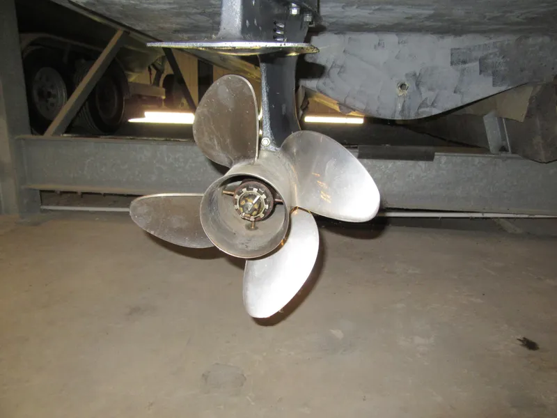Slide: The Image of Close-up of a 2002 Boston Whaler 295 Conquest boat propeller. - 22