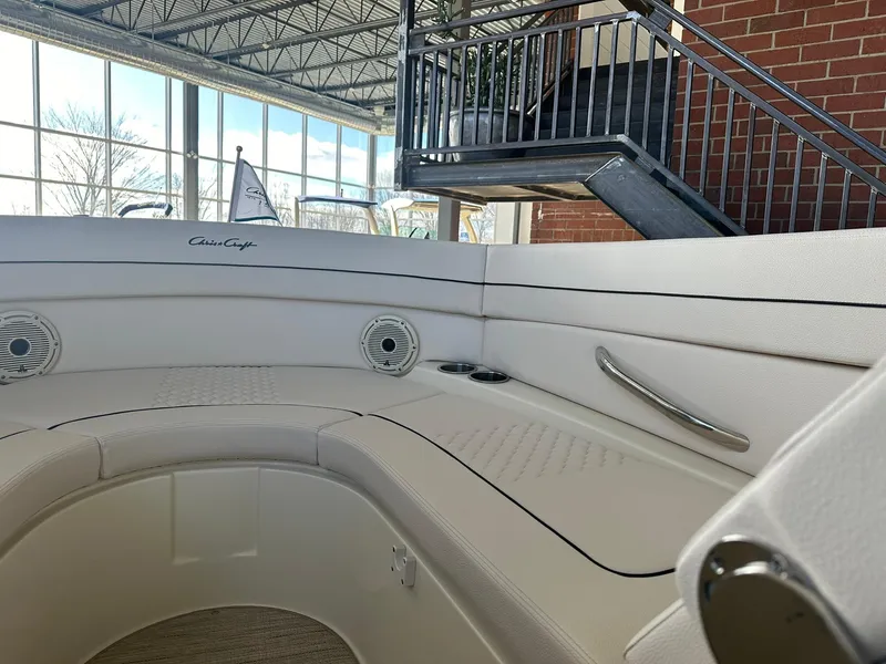 Slide: The Image of Interior view of 2024 Chris-Craft Launch 28 GT boat in showroom. - 17