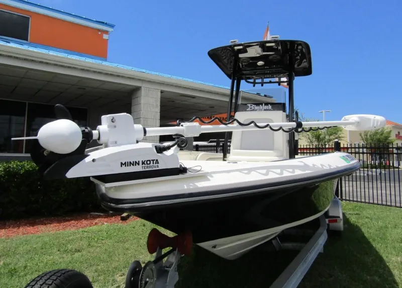 Slide: The Image of 2021 ShearWater 250 Carolina Bay boat with Minn Kota Terrova trolling motor. - 2