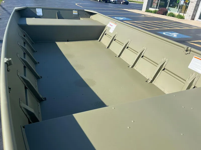 Slide: The Image of 2024 Lowe Jon L1648M Aura boat interior, spacious and durable design. - 10