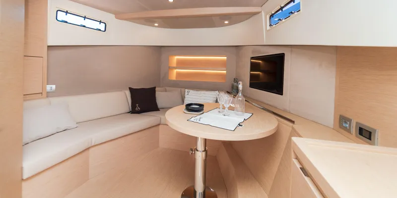 Slide: The Image of Luxurious interior of the 2025 Solaris Power 44 Open yacht with modern amenities. - 16