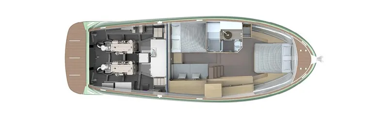 Slide: The Image of Top view of 2025 Solaris Power 44 Open yacht interior layout. - 19