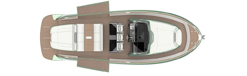 Slide: The Image of Top view of 2025 Solaris Power 44 Open luxury yacht layout. - 23