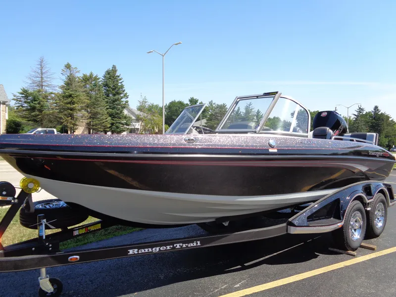 Slide: The Image of 2023 Ranger 1880 MS Angler boat on a Ranger Trail trailer. - 4