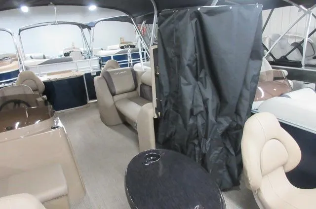 Slide: The Image of 2023 Sylvan MIRAGE 8522 Party Fish 4.0 interior with seating and table. - 7
