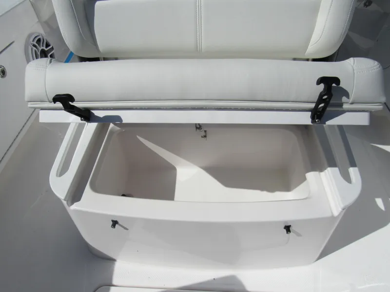 Slide: The Image of Open storage compartment on 2023 Everglades 253 CC boat. - 11