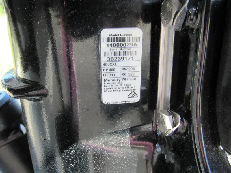 Slide: The Image of Close-up of a 2023 Everglades 253 CC model number and serial number label. - 31
