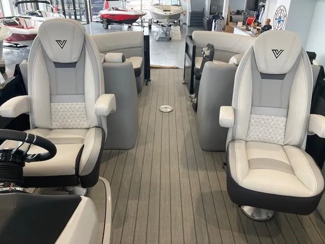 Slide: The Image of 2023 Viaggio Diamante 23U boat interior with luxury seating and modern design. - 15