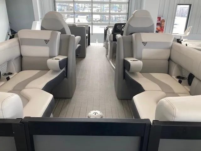 Slide: The Image of 2023 Viaggio Diamante 23U boat interior with luxurious seating and modern design. - 17
