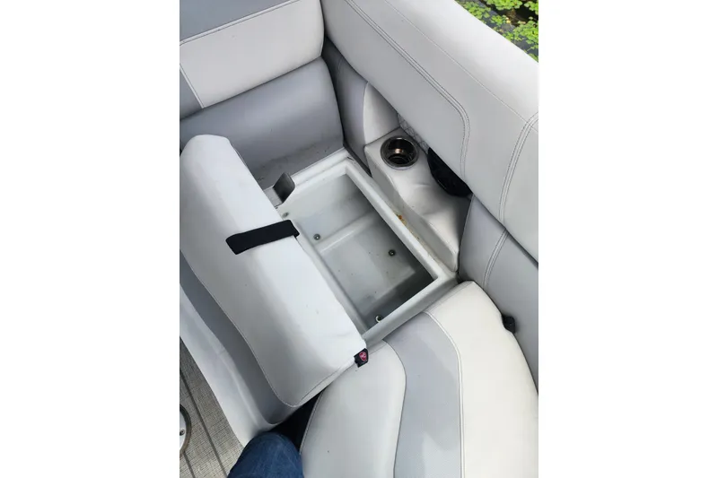 Slide: The Image of 2023 Viaggio Diamante 23U boat seat with open storage compartment and cup holder. - 40
