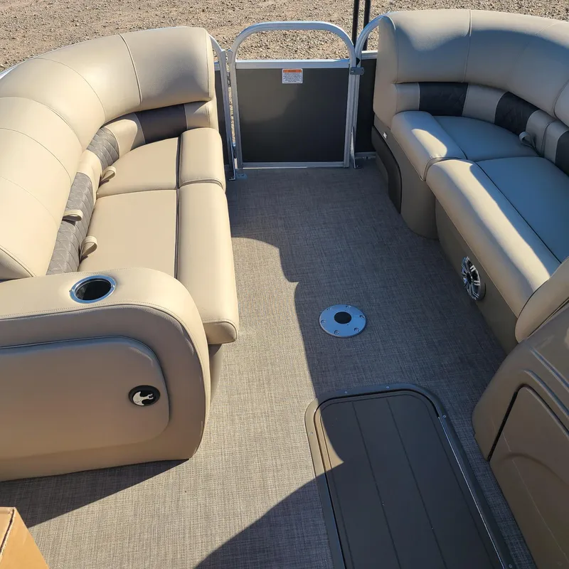 Slide: The Image of Interior of 2023 Sun Tracker Party Barge 22 RF XP3 with beige seating. - 3