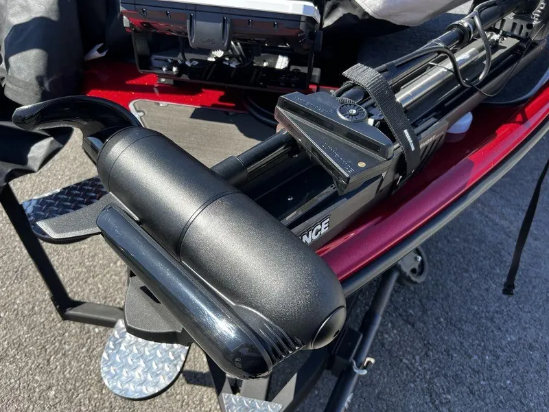 Slide: The Image of Close-up of 2022 Triton 21 XrT boat's advanced trolling motor system. - 18