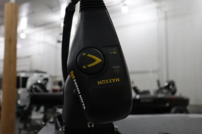 Slide: The Image of Close-up of Minn Kota Maxxum trolling motor on 2023 Xpress H17 boat. - 6