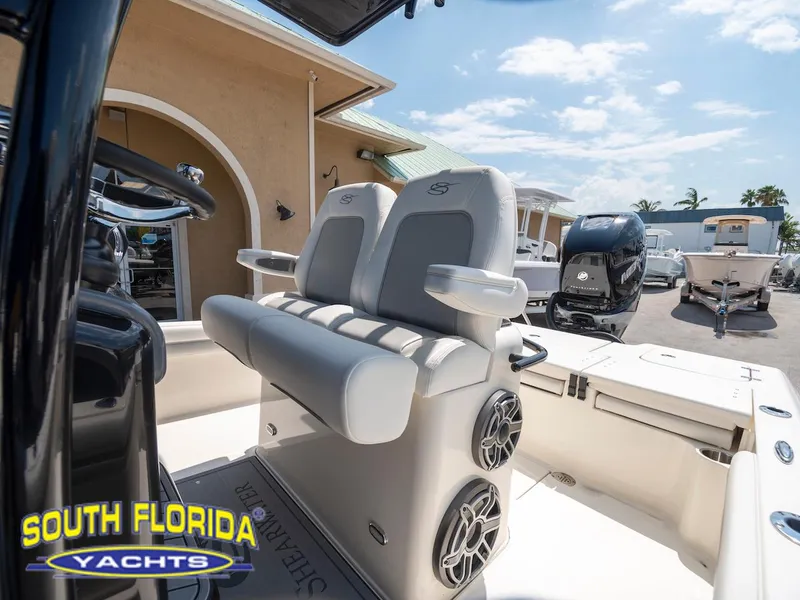 Slide: The Image of 2023 ShearWater 260 Carolina boat interior at South Florida Yachts dealership. - 16