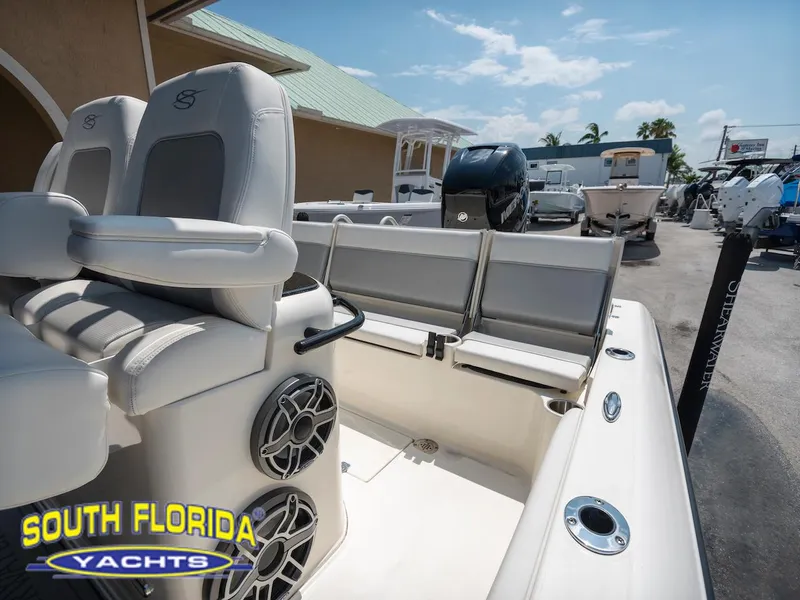 Slide: The Image of 2023 ShearWater 260 Carolina boat interior at South Florida Yachts dealership. - 28