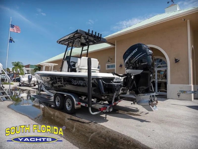 Slide: The Image of 2023 ShearWater 260 Carolina boat on trailer at South Florida Yachts dealership. - 5