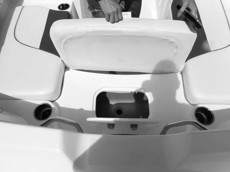 Slide: The Image of Interior seating and storage of a 2023 Tahoe 1950 boat. - 28