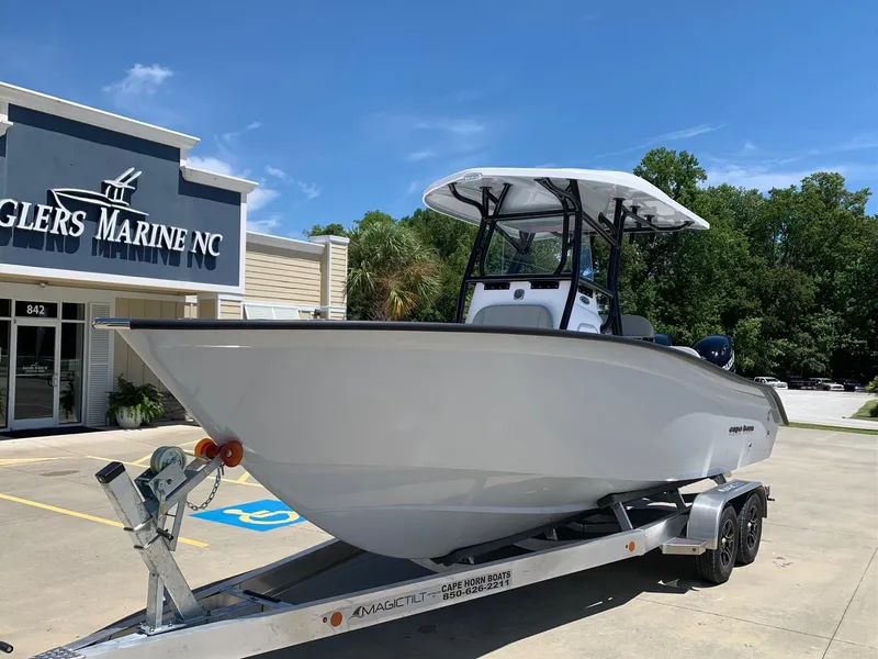 Slide: The Image of 2024 Cape Horn 24 XS boat on trailer at Anglers Marine NC dealership. - 4