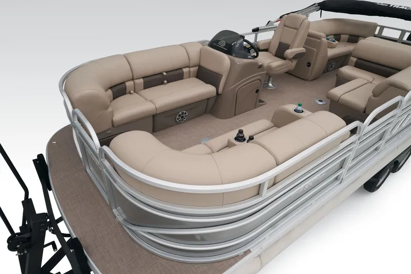 Slide: The Image of 2023 Sun Tracker Party Barge 22 RF DLX pontoon boat with spacious seating and modern design. - 20