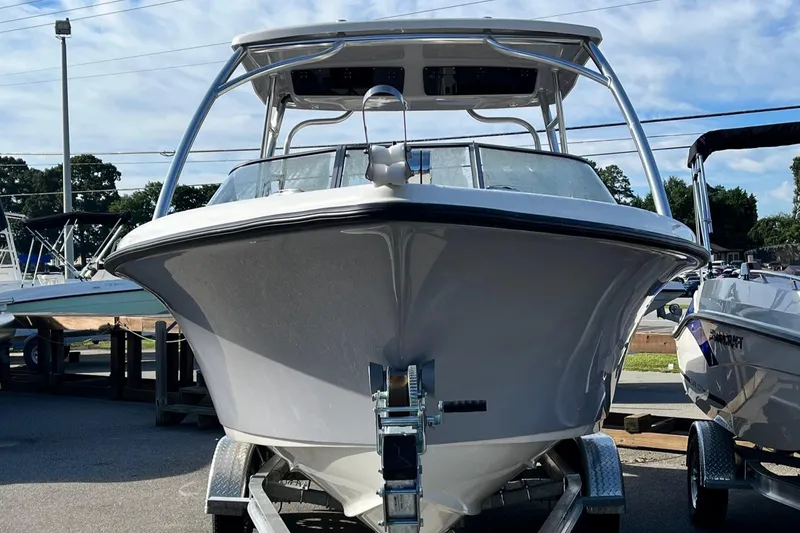 Slide: The Image of 2024 Key West 239 DFS boat on trailer, front view. - 3