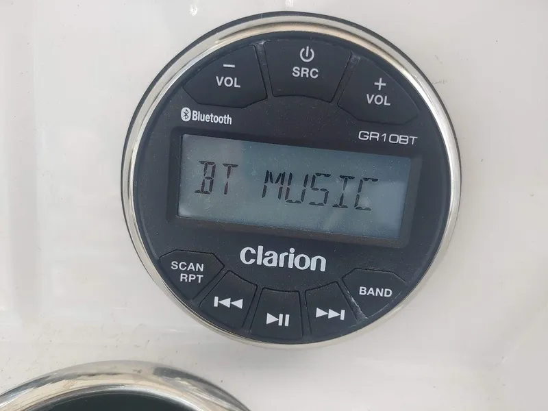 Slide: The Image of Clarion GR10BT Bluetooth stereo on 2022 Robalo R180 Center Console boat. - 17
