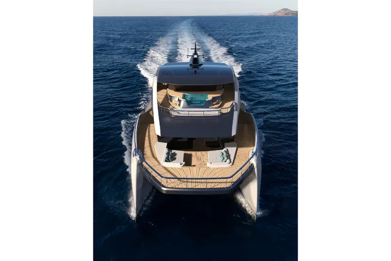 Slide: The Image of Luxury Wider 92 yacht cruising on open sea, 2023 model. - 4