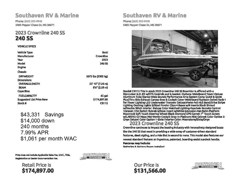 Slide: The Image of 2023 Crownline 240SS boat for sale at Southaven RV & Marine. - 20