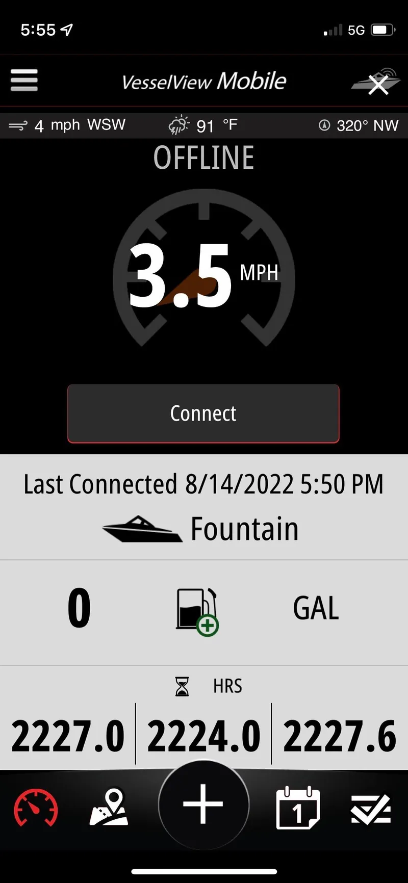 Slide: The Image of VesselView Mobile app displaying 2004 Fountain 34 CC boat data. - 24