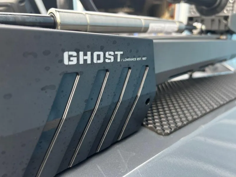 Slide: The Image of Close-up of 2023 Ranger RT198P boat with Ghost trolling motor. - 2