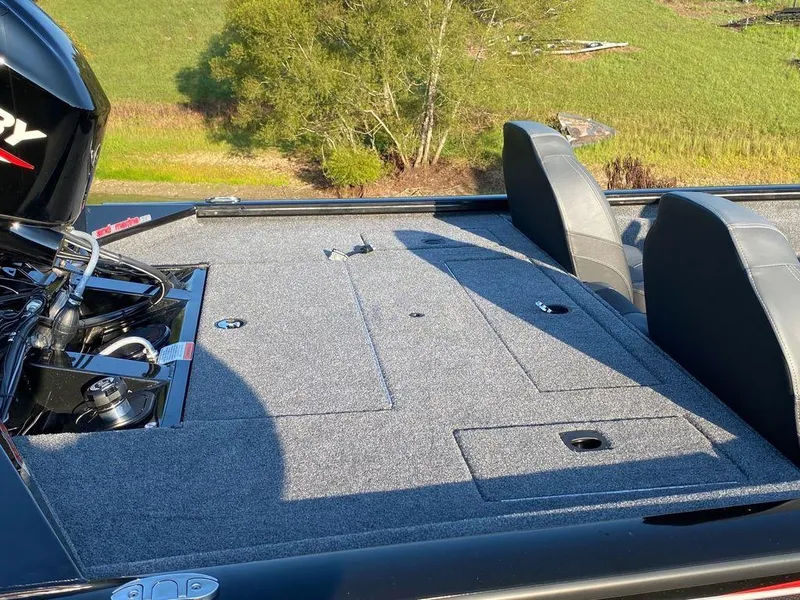 Slide: The Image of 2023 Tracker Pro Team 175 TF® boat deck with motor and seating. - 8